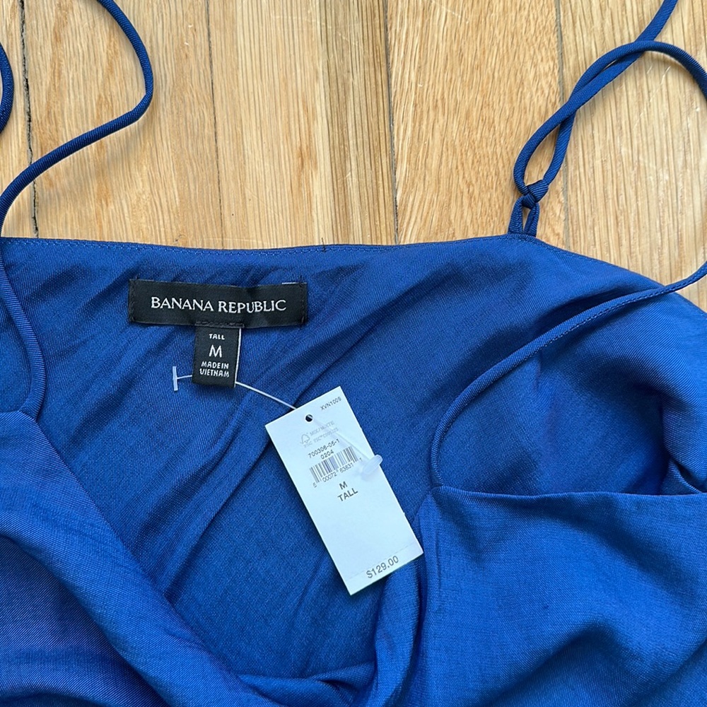 Banana Republic Strappy Bias cut Blue Maxi Dress M Tall